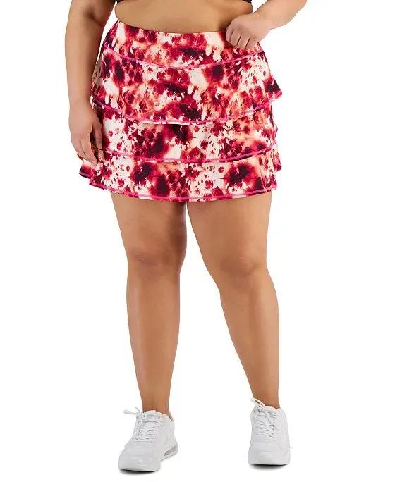 Plus Size Tie Dye Tiered Flounce Skort, Created for Macy's