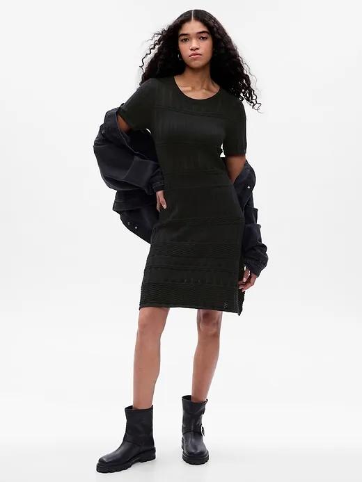 Pointelle Mini Sweater Dress
