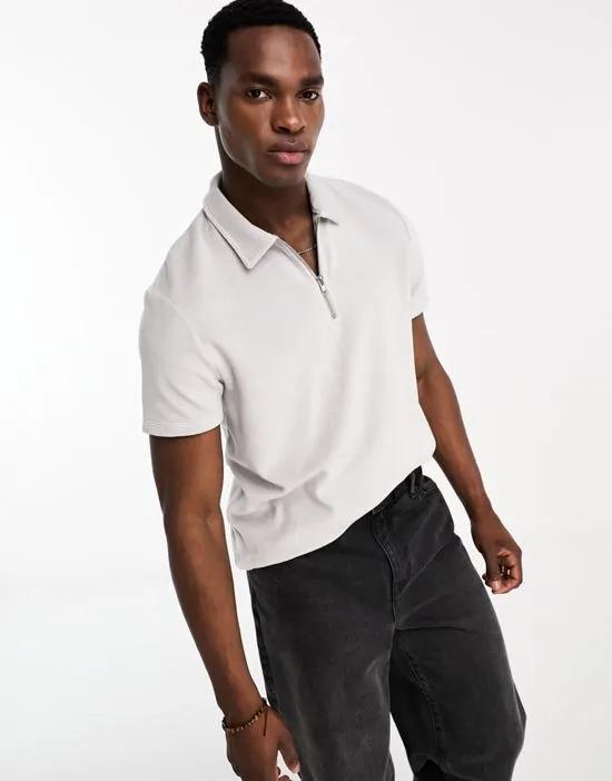 polo shirt in blue matte velour