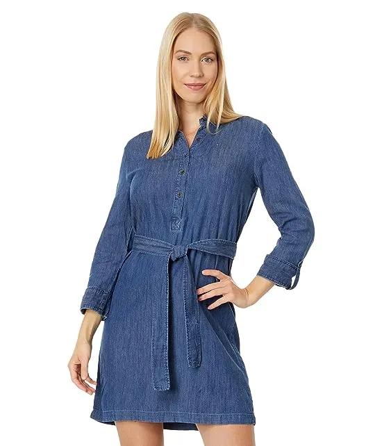 Popover Chambray Dress with Belt