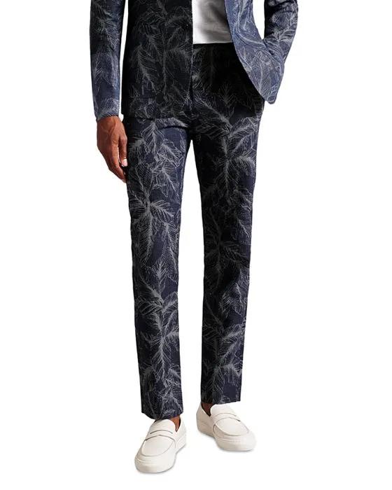 Postot Leaf Print Dress Pants 