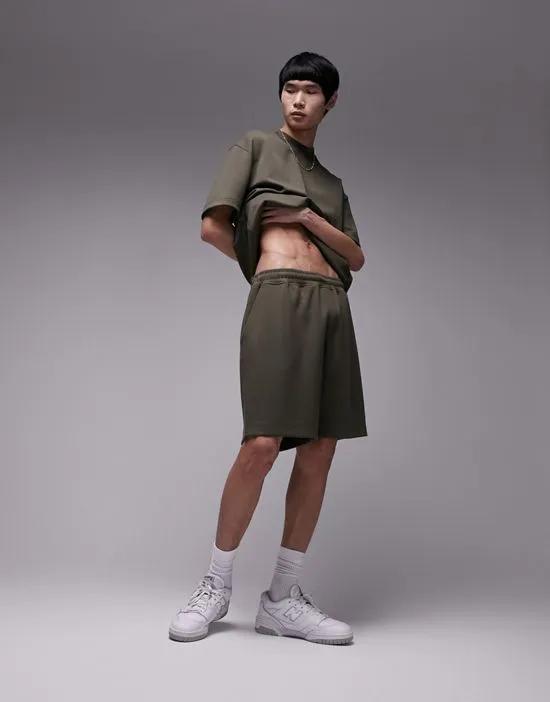 premium oversized modal shorts in khaki