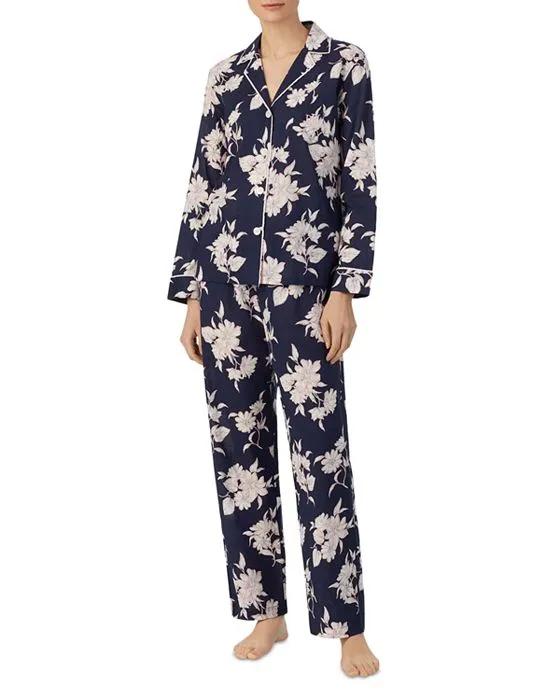 Printed Notch Collar Pajama Set 
