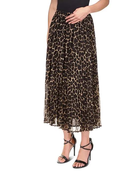 Printed Pleated Midi Skirt