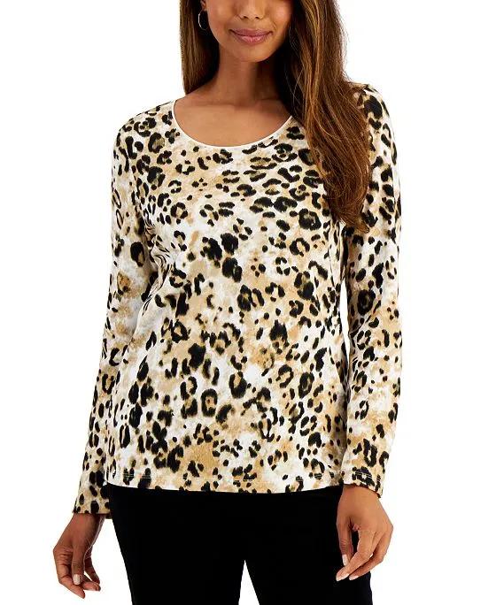 Printed Scoop-Neck Top, Created for Macy's