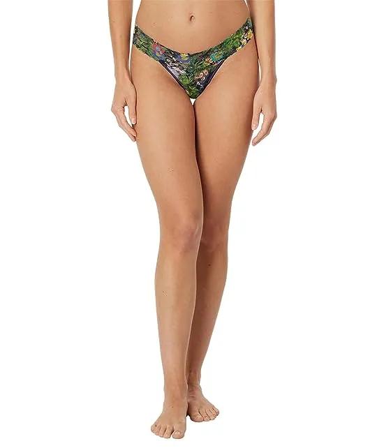Printed Signature Lace Low Rise Thong