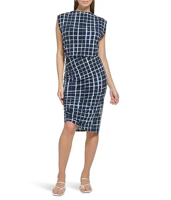 Printed Sleeve Less Ruched Dress