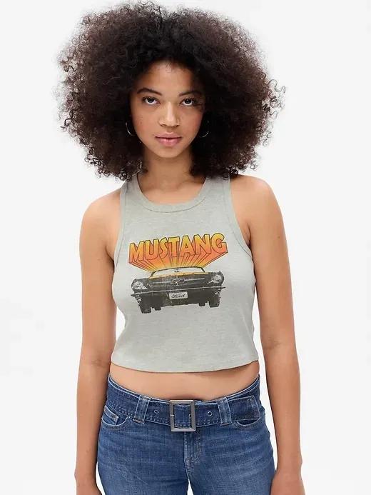 PROJECT GAP Cropped Graphic Tank Top