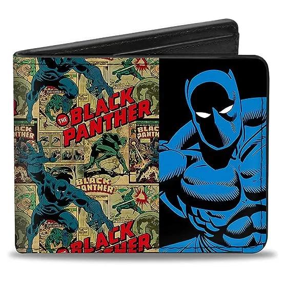 PU Bifold Wallet - THE BLACK PANTHER Action Poses/Issue #2 Cover/Comic Blocks