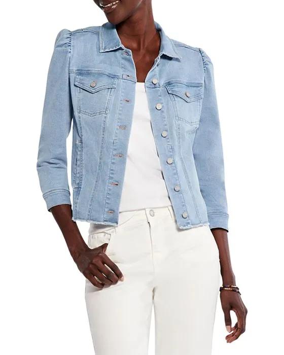 Puff Sleeve Denim Jacket in Breeze