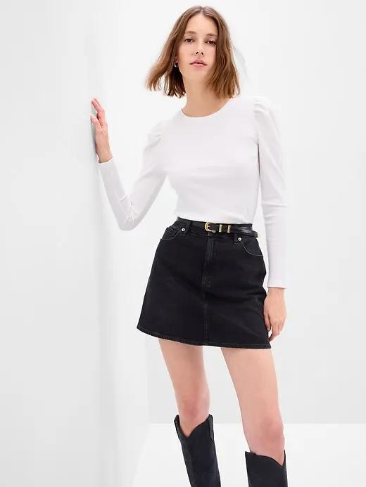 Puff Sleeve Rib T-Shirt