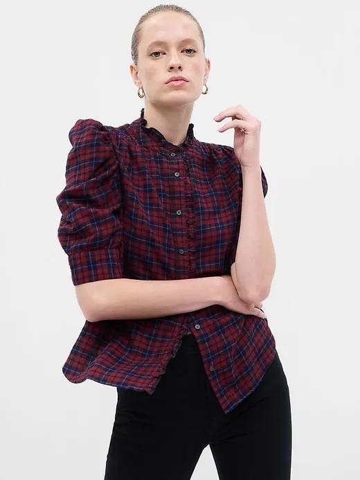 Puff Sleeve Ruffle Shirt