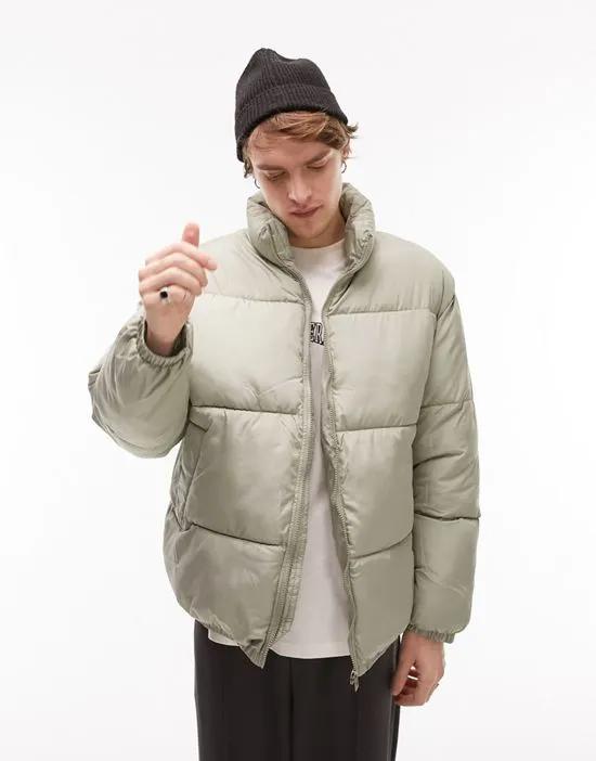 puffer jacket in sage green