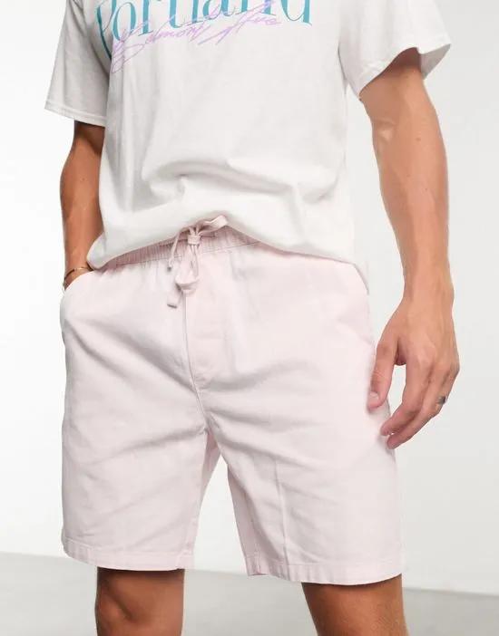 pull on twill short in pink