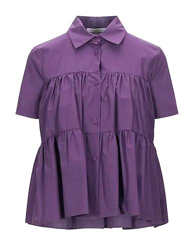 Purple Plain weave Solid color shirts & blouses