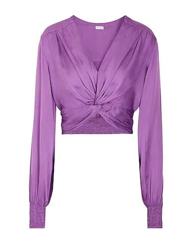 Purple Satin Blouse VISCOSE CROP TOP
