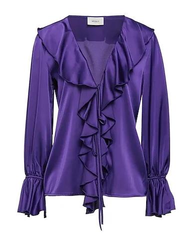Purple Satin Solid color shirts & blouses