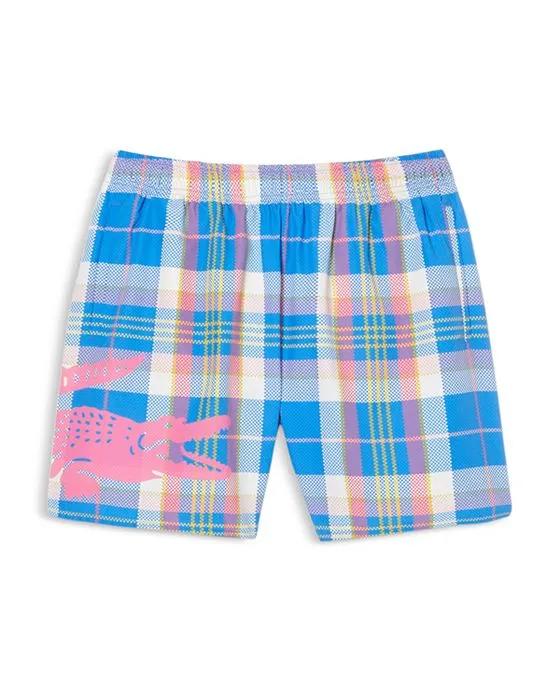 Quick Dry Colored Check Swim Trunks