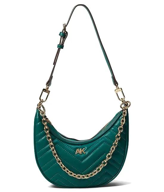Quilted Cresent Shoulder Bag with Swag Chain
