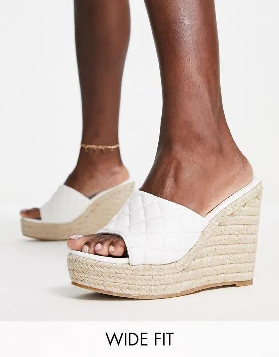 quilted espadrille wedge sandals in white