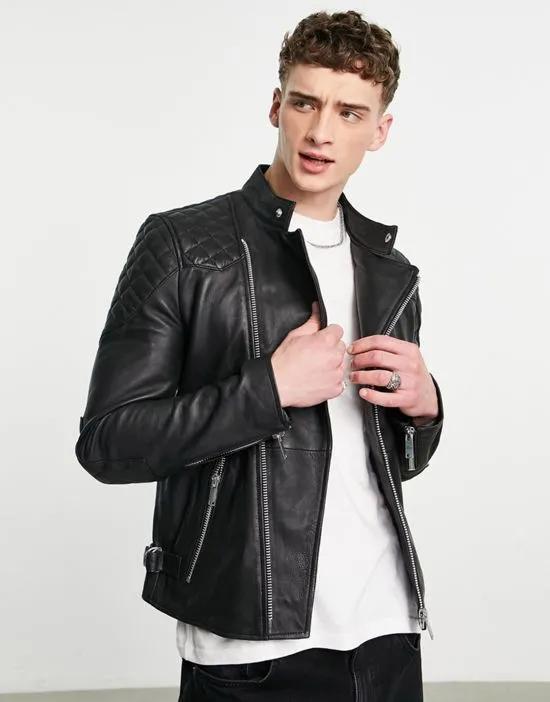 quilted leather biker jacket