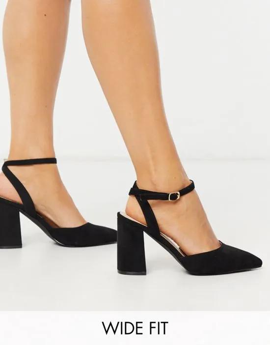 RAID Wide Fit Exclusive Neima block heeled shoes in black