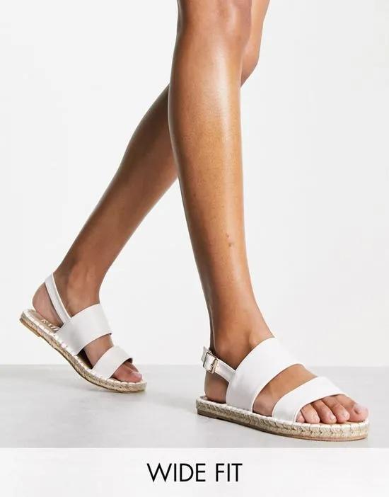RAID Wide Fit Margot espadrille sandals in white