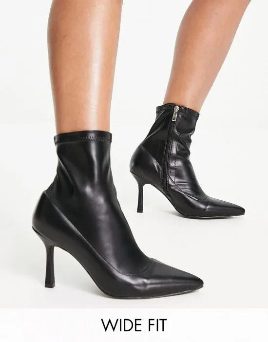 RAID Wide Fit Renata stiletto heel ankle boots in black