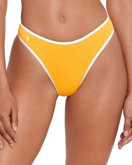 Ralph Lauren Contrast Trim High Leg Bikini Bottoms