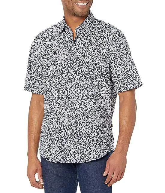 Rash Patterned Short Sleeve Button-Down Shirt