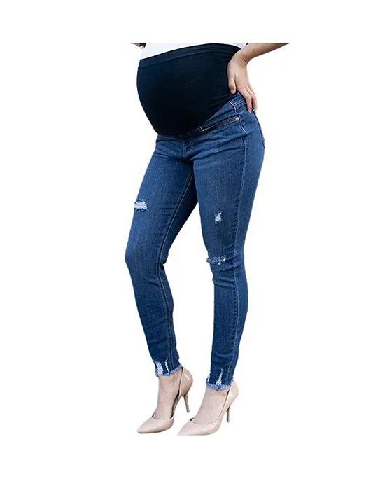 Raw Hem Destructed Maternity Jean