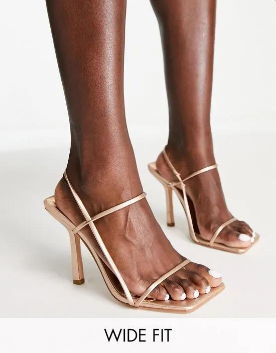Rayelle heeled sandals with square toes in rose gold