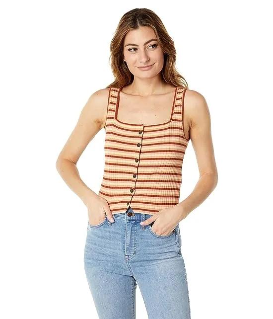 (Re)sourced Ribbed Button-Front Crop Tank in Braxton Stripe