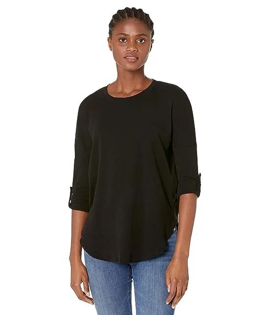 Recycled Jersey Tab Sleeve Pleated Back Tee