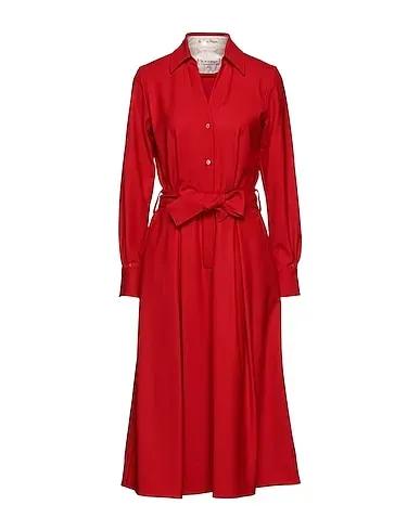 Red Cool wool Midi dress