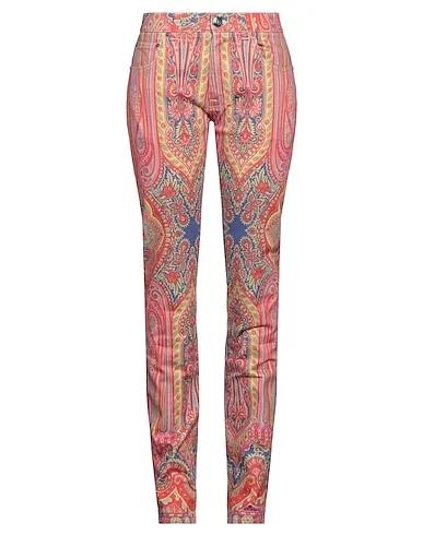 Red Cotton twill Casual pants