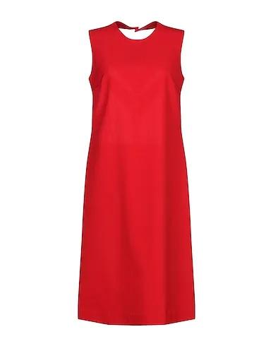 Red Cotton twill Midi dress