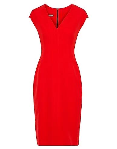 Red Cotton twill Midi dress