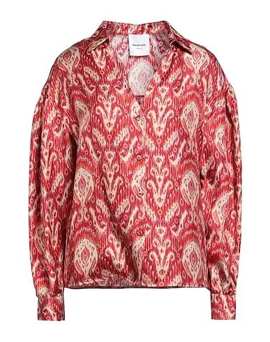 Red Cotton twill Patterned shirts & blouses