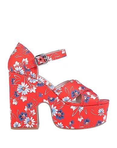 Red Cotton twill Sandals
