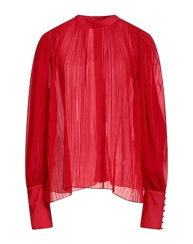 Red Crêpe Solid color shirts & blouses