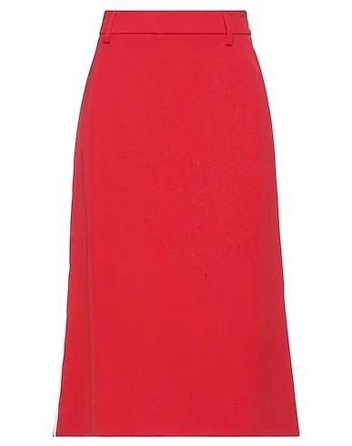 Red Gabardine Midi skirt