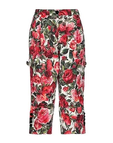 Red Jacquard Cropped pants & culottes
