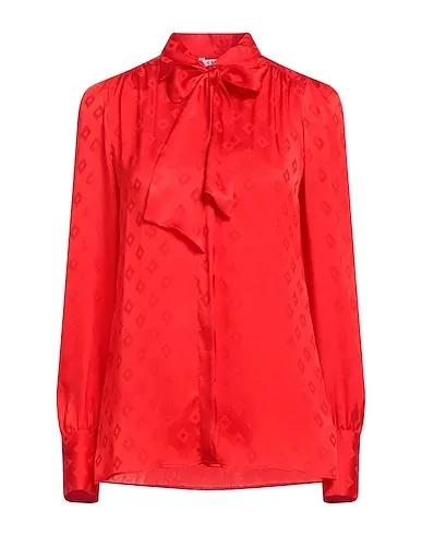 Red Jacquard Shirts & blouses with bow