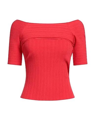Red Knitted Off-the-shoulder top