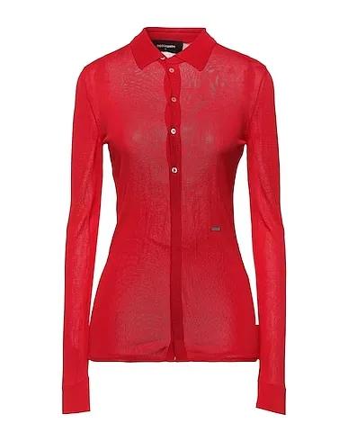 Red Knitted Solid color shirts & blouses