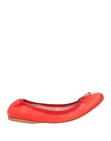 Red Leather Ballet flats
