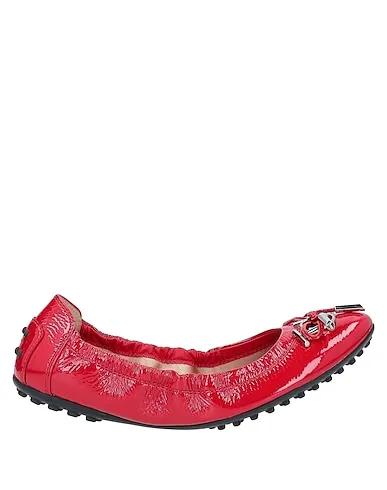 Red Leather Ballet flats