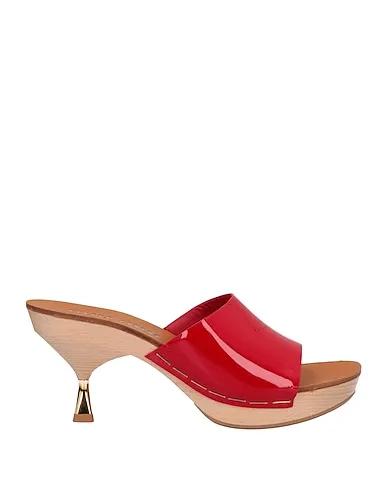 Red Leather Mules and clogs