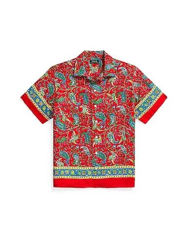 Red Linen shirt CLASSIC FIT PAISLEY LINEN CAMP SHIRT
